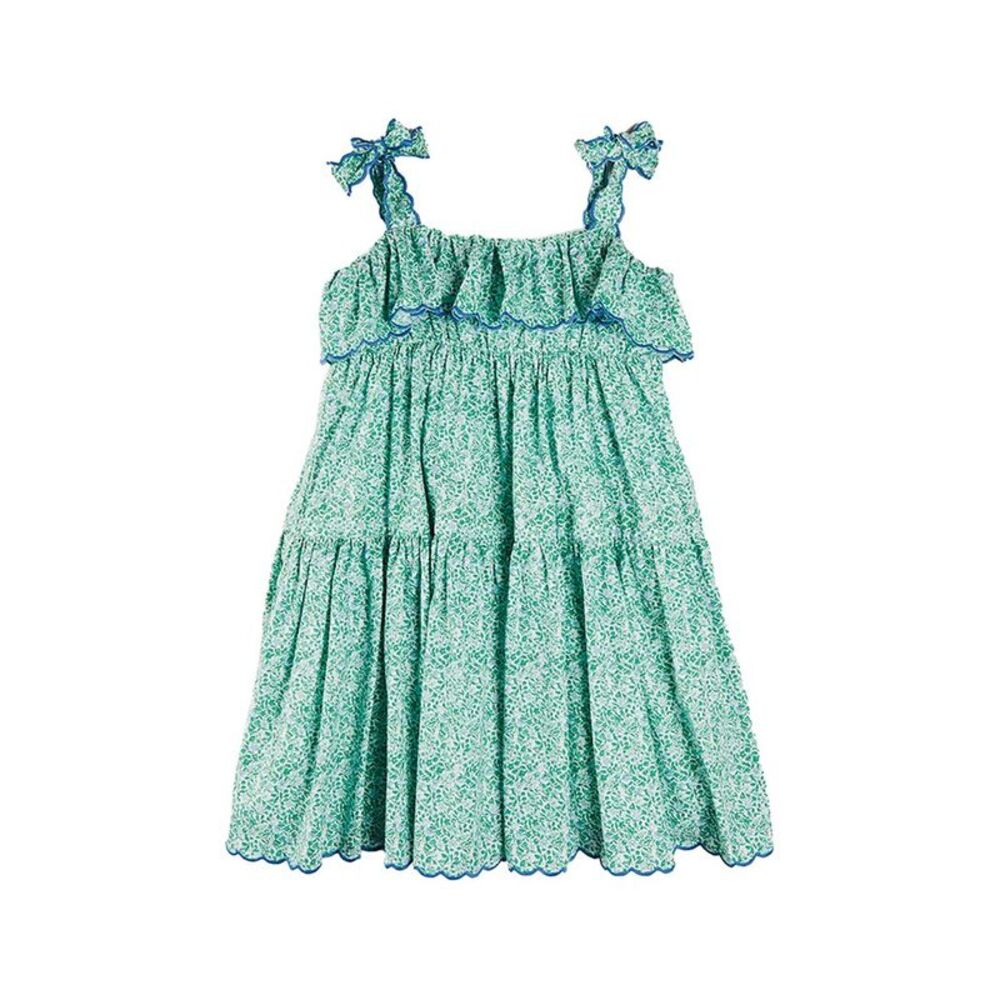 Pepa London Girls  Adelaide Floral Tiered Tie Strap Dress, Green
